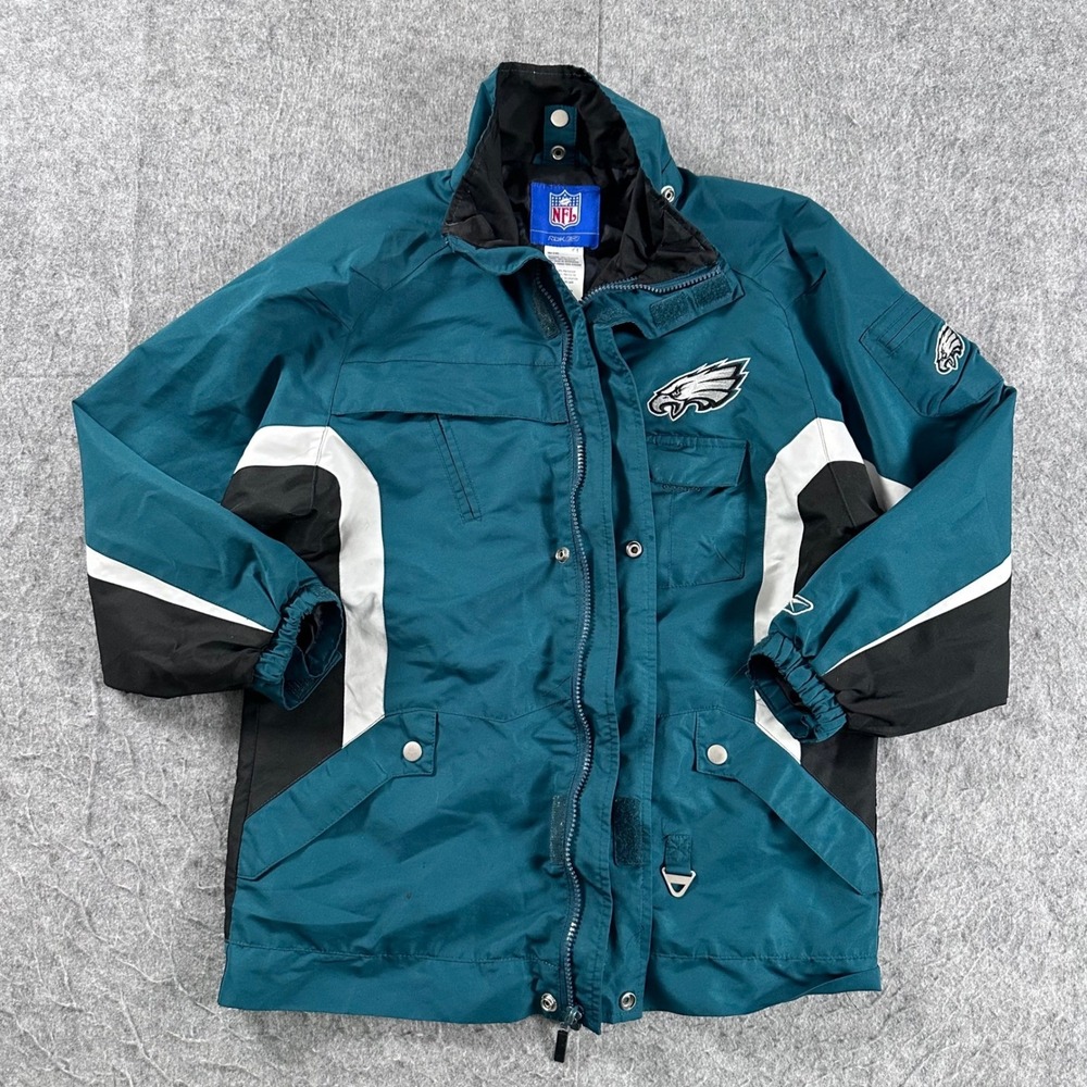 Vintage Reebok Philadelphia Eagles RBK NFL Jacket Full Zip Green Black Womens M